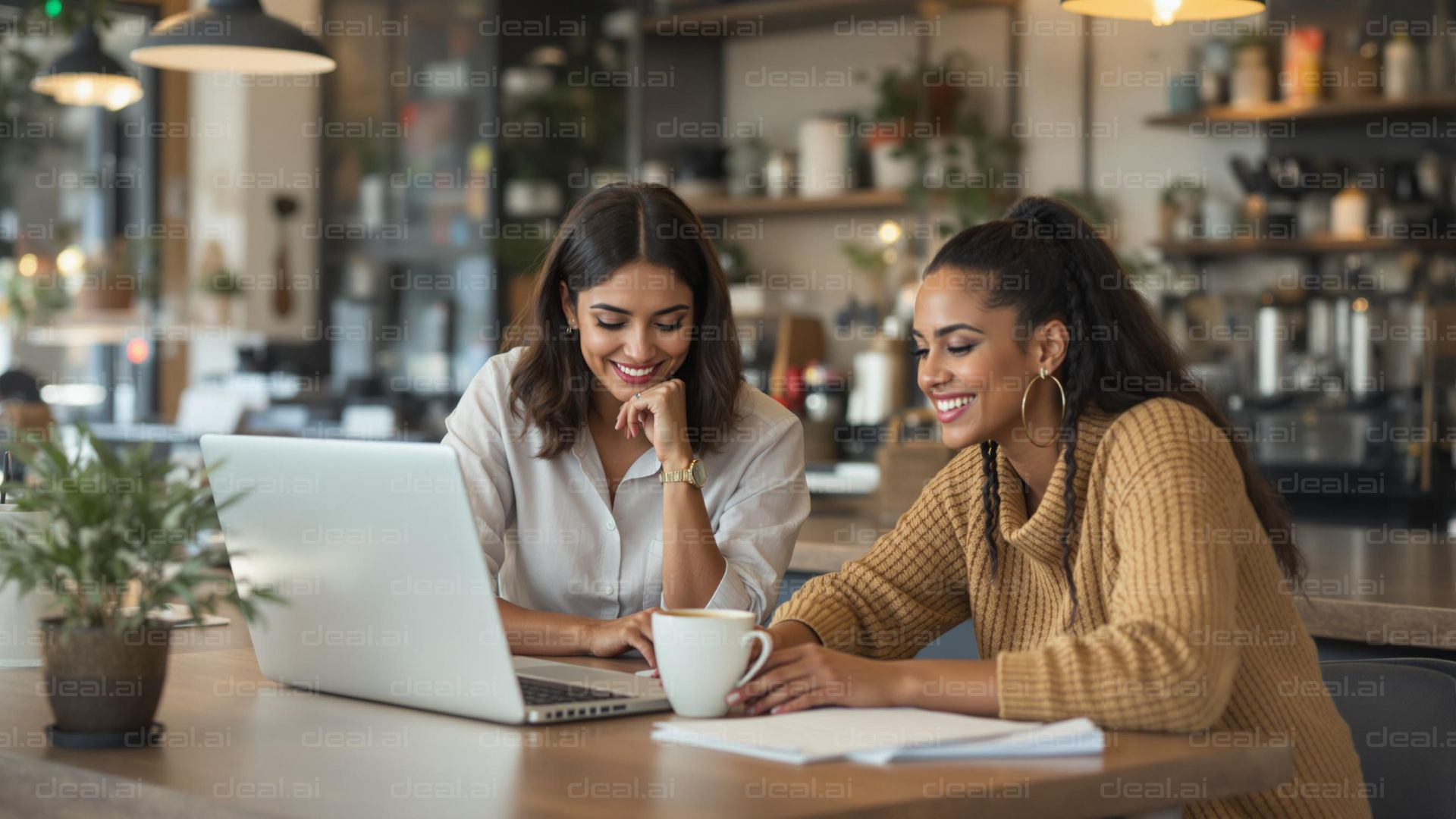 "Collaborative Work in Cozy Café"