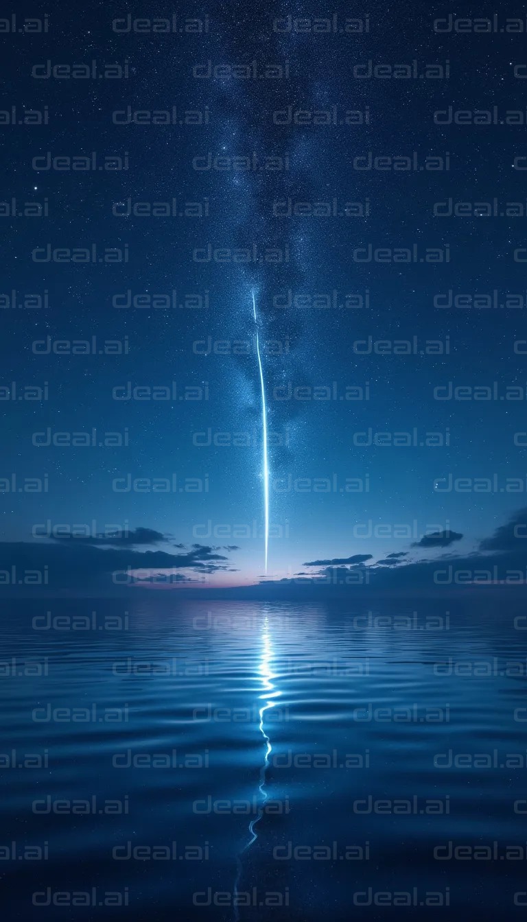 "Starlit Sky Reflection on Water"