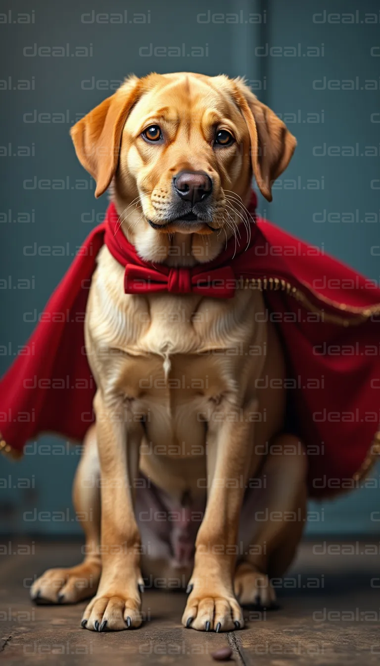Super Pup in a Red Cape