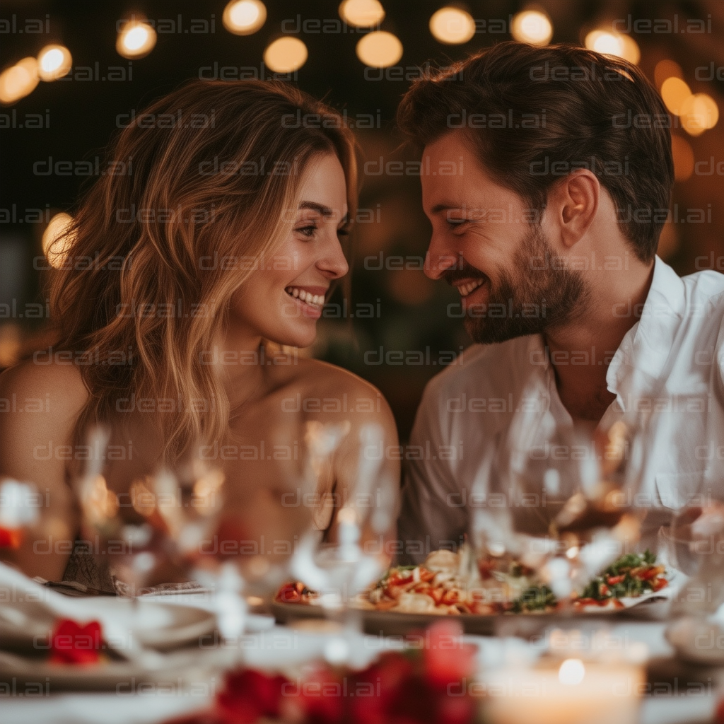 Romantic Dinner Date Under Twinkling Lights