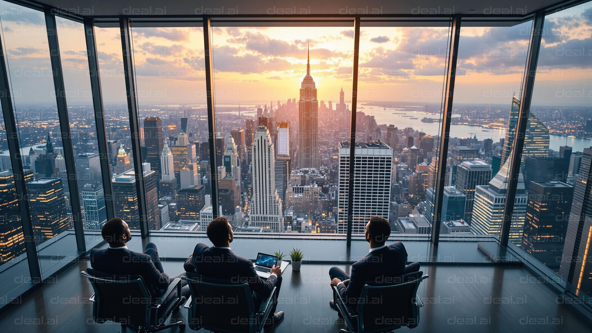 "Sunset Meeting with City View"