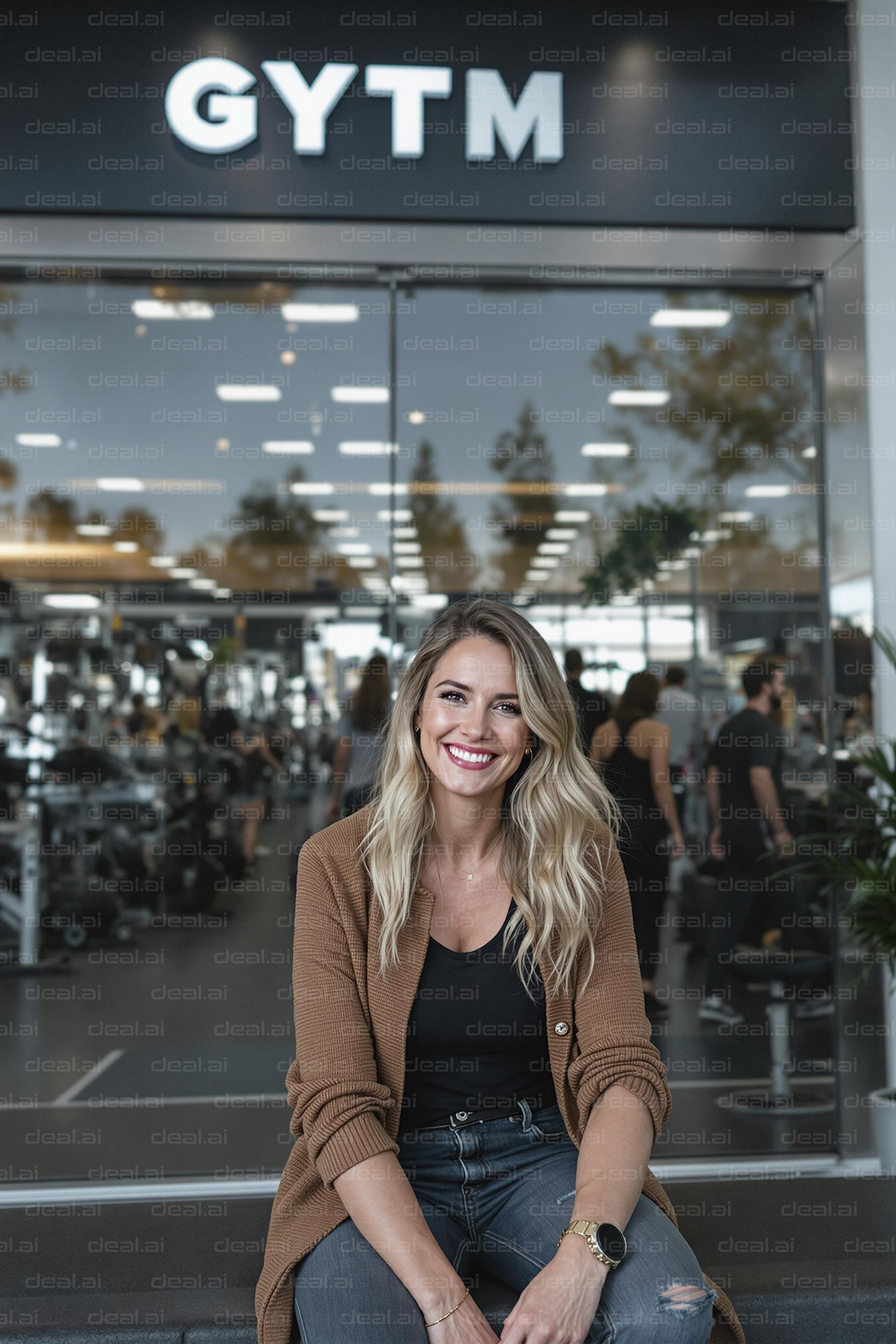 Smiling at the Gym Entrance