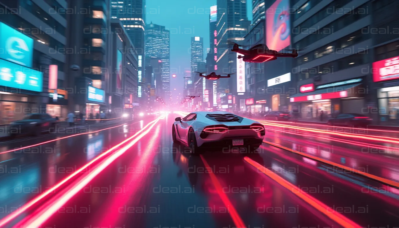 "Futuristic City Car Chase at Night"