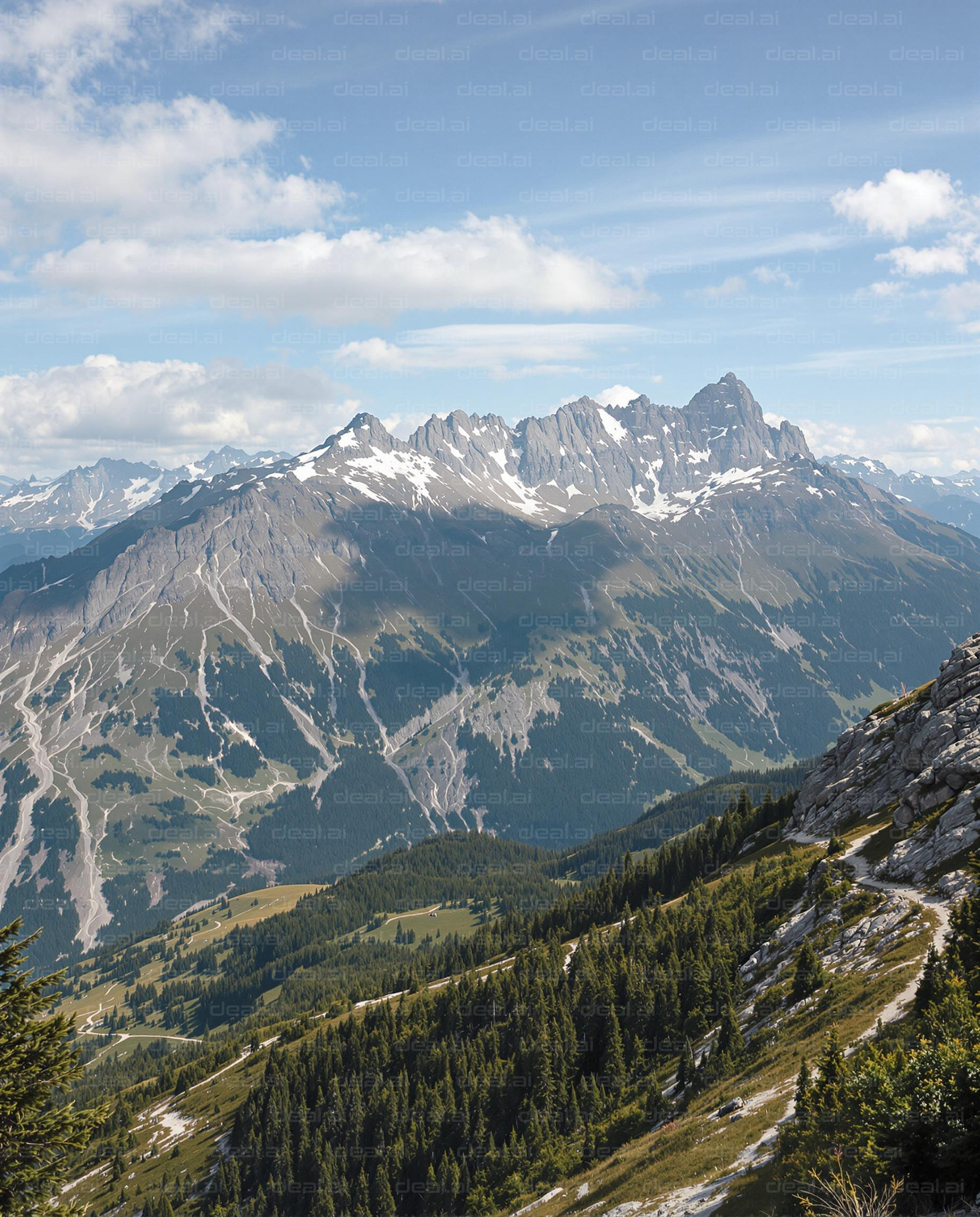 Majestic Alpine Peaks in Sunlight