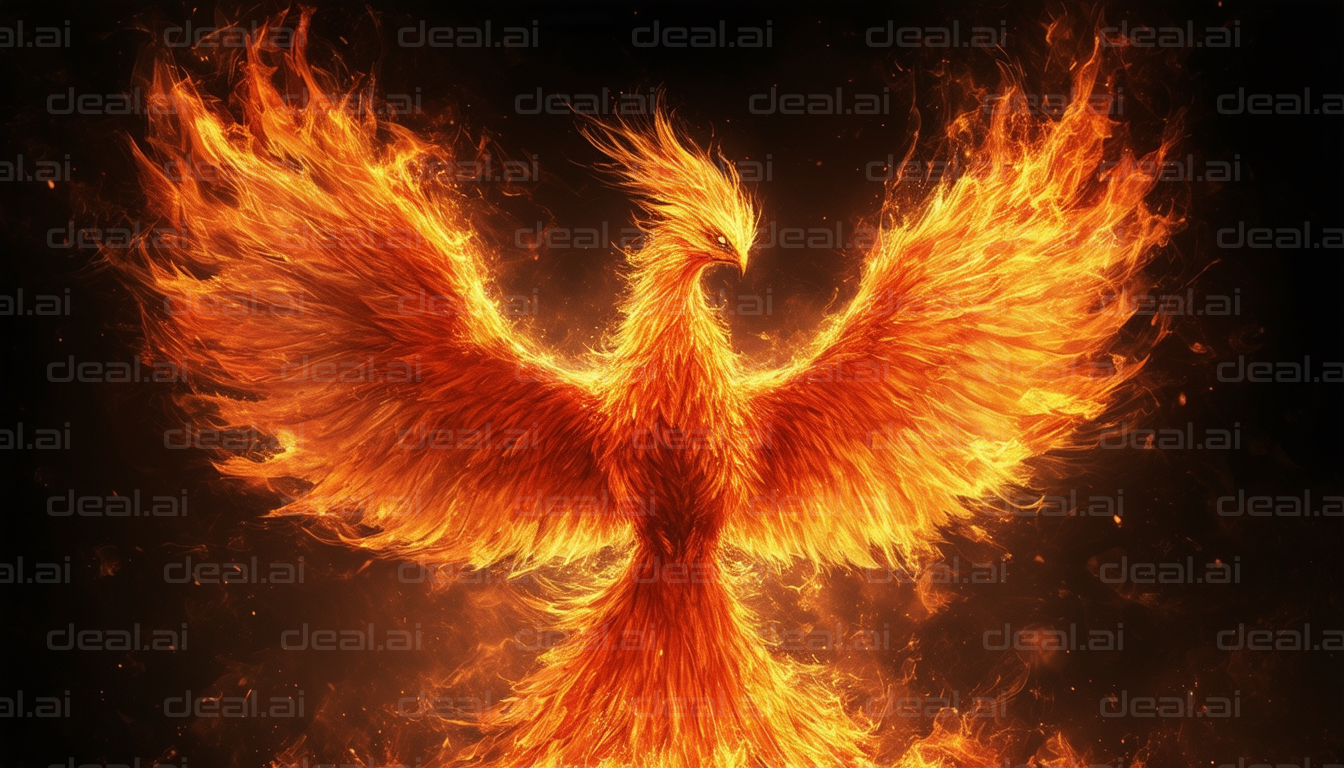 "Fiery Phoenix in Flight"
