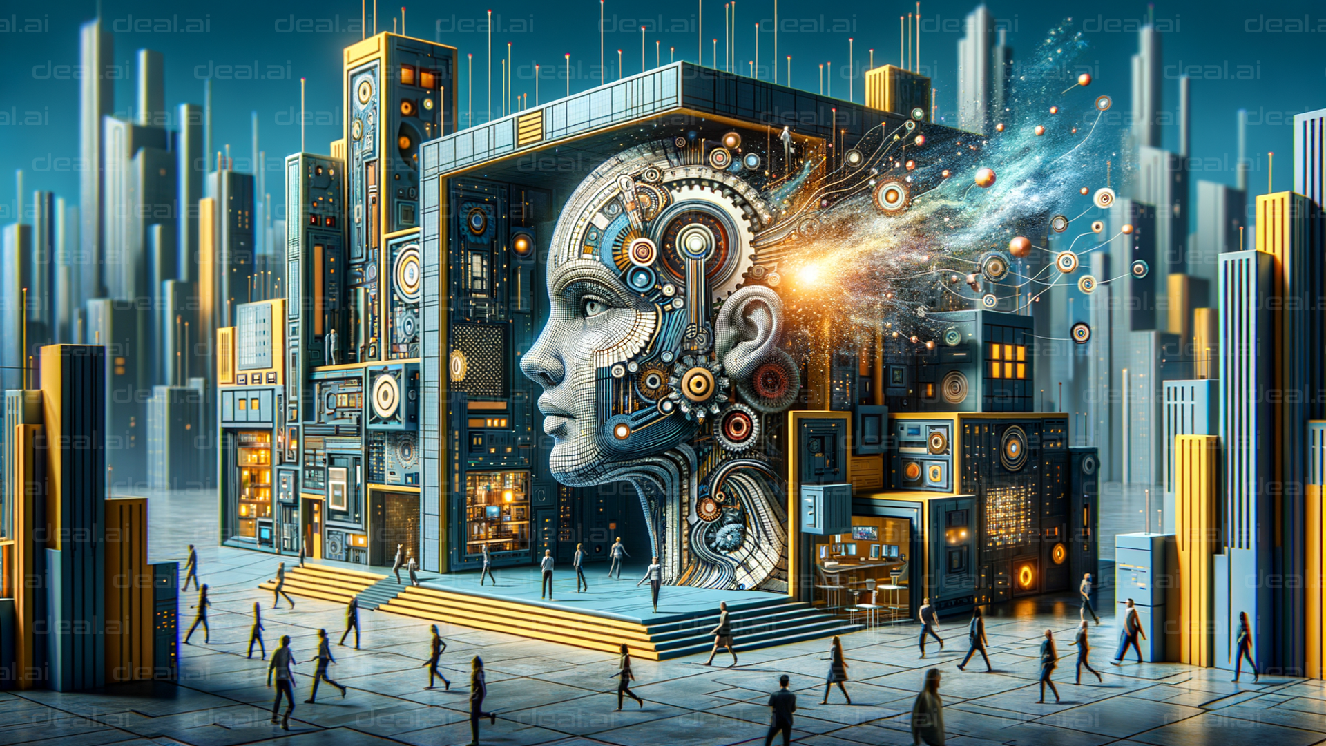 "Futuristic City with AI Integration"