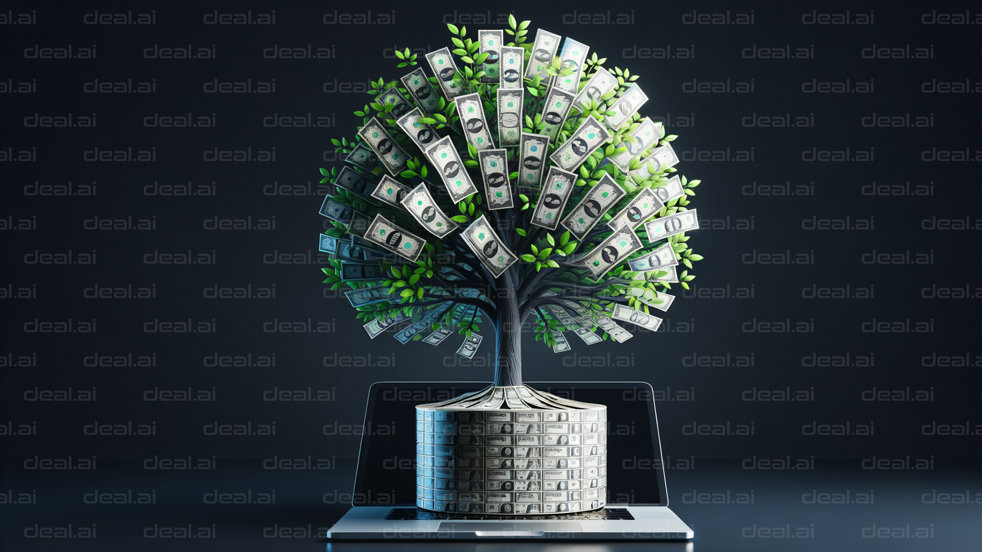 "Digital Money Tree Blooming"