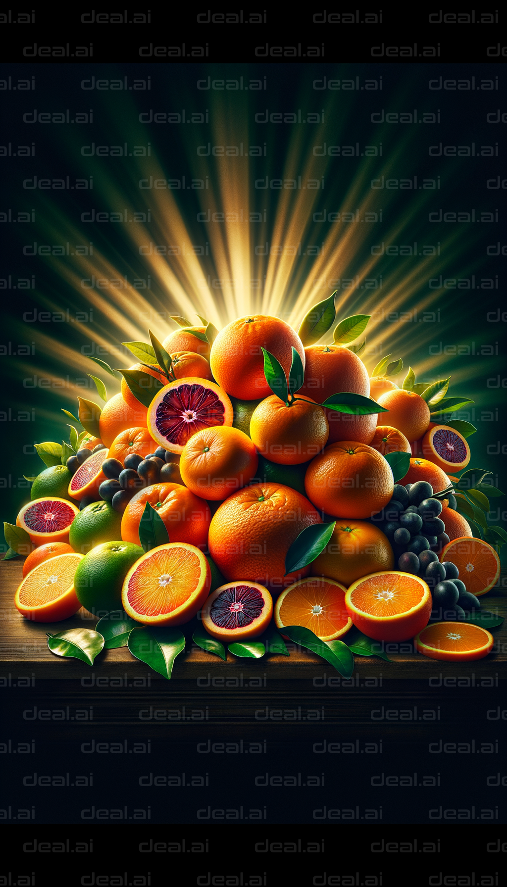 "Radiant Harmony of Citrus and Grapes"