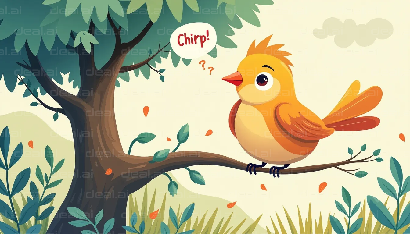 "Curious Bird Chirping on Branch"