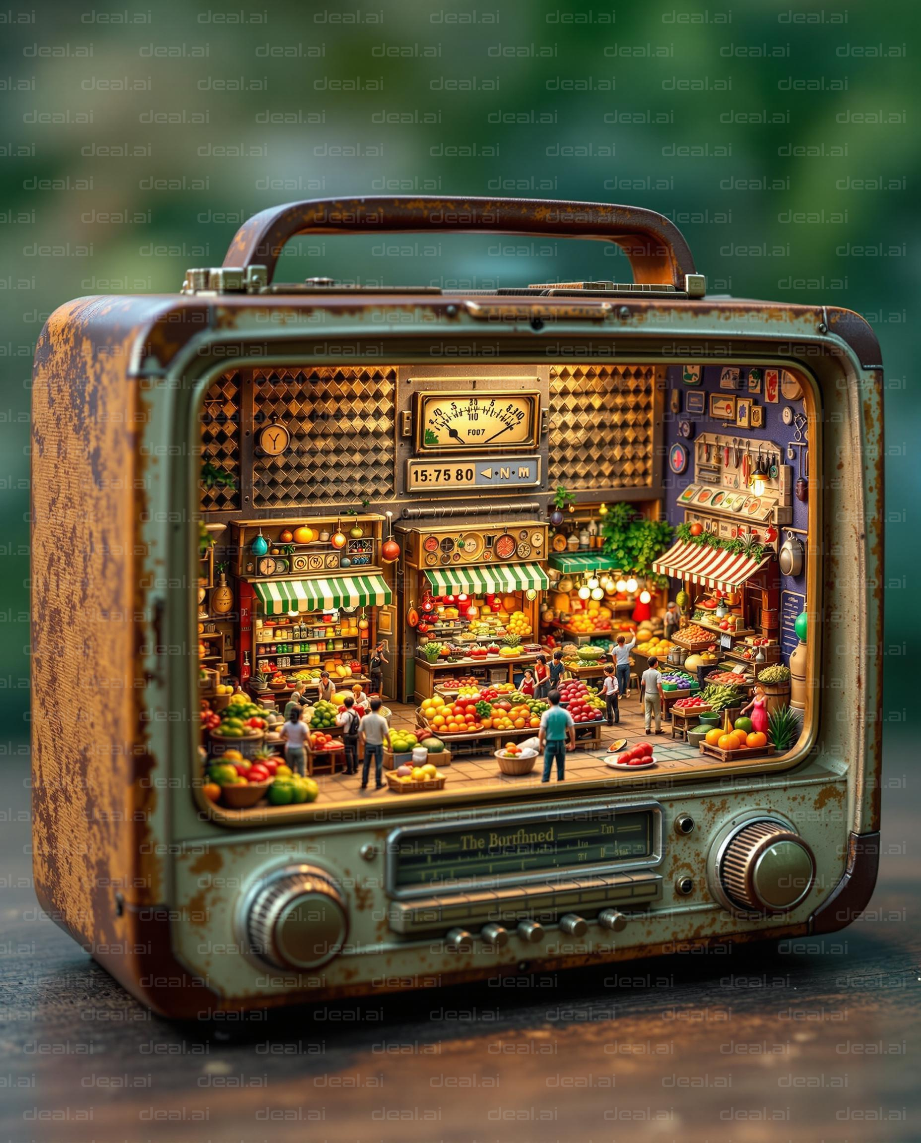 Vintage Radio Market Scene