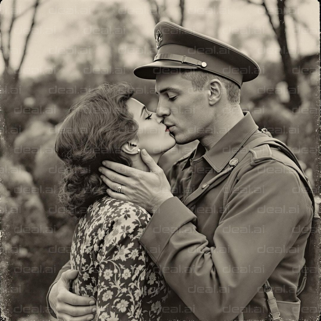 Vintage Soldier's Farewell Kiss