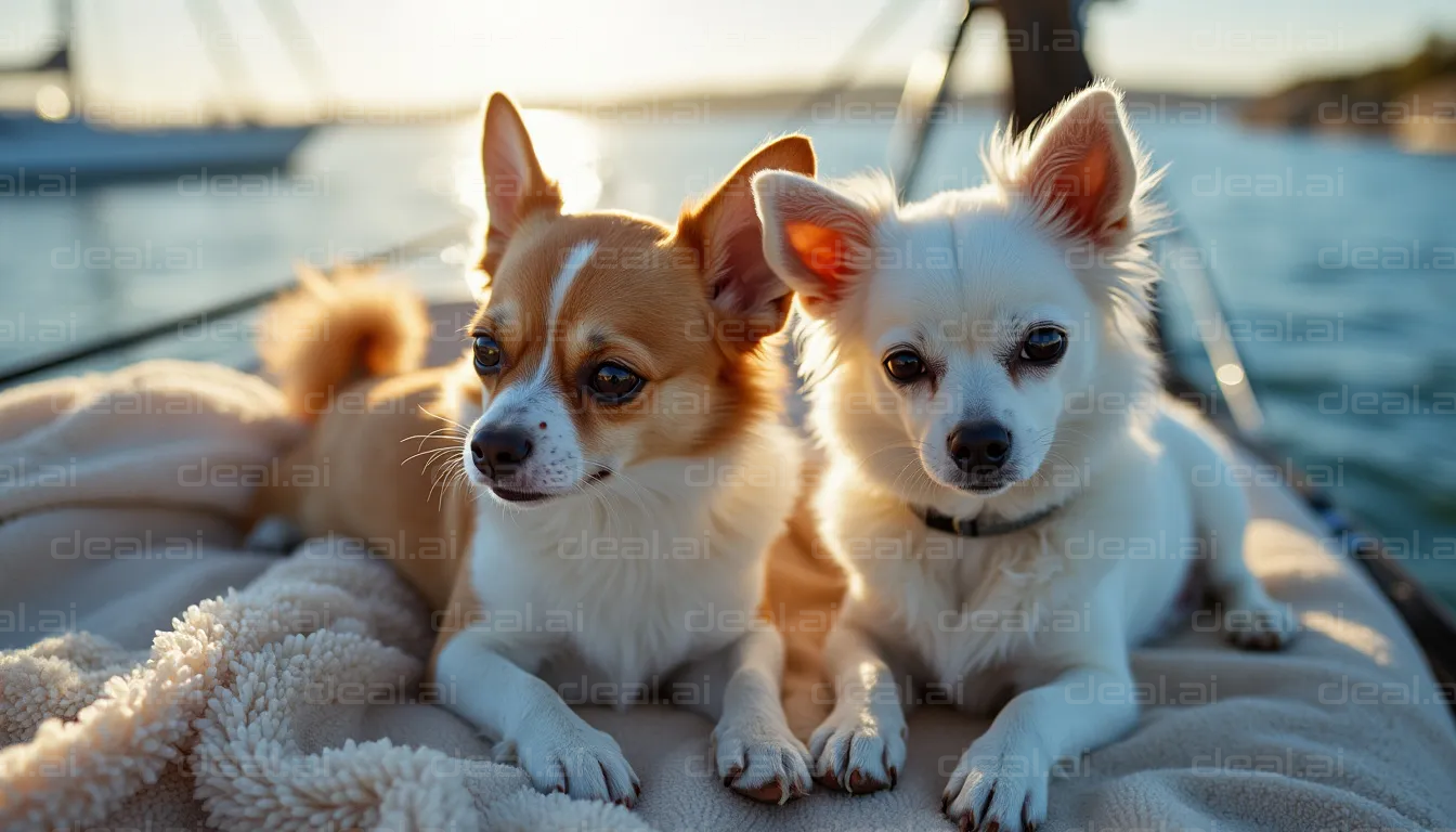 Chihuahuas Relaxing on a Boat Ride