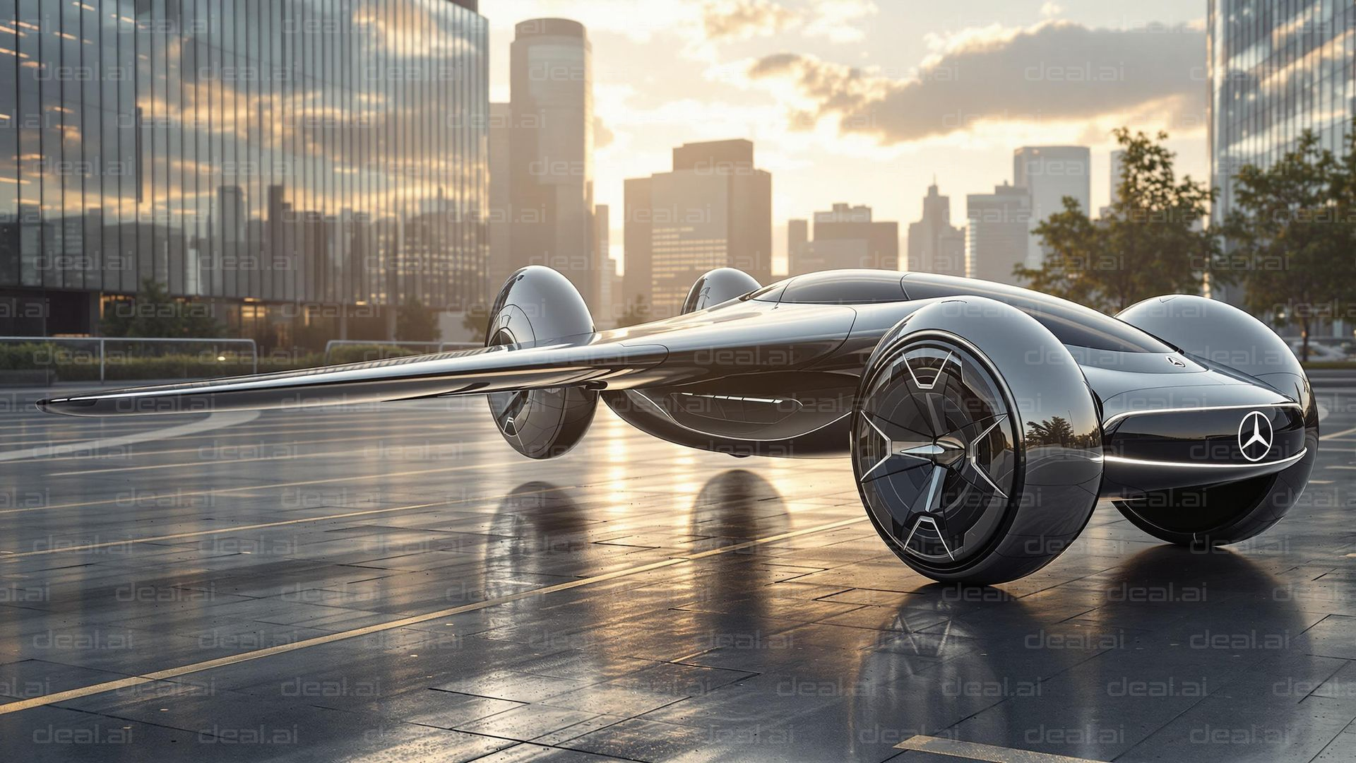 Futuristic Concept Car in Urban Setting