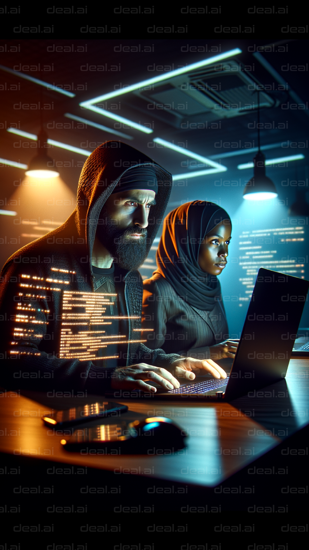 Focused Coders in Modern Workspace