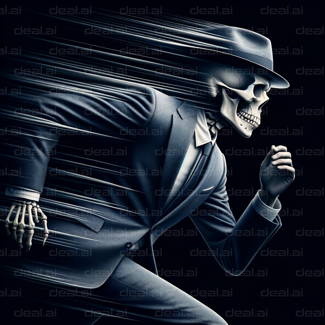 "Speeding Skeleton in Suit and Hat"