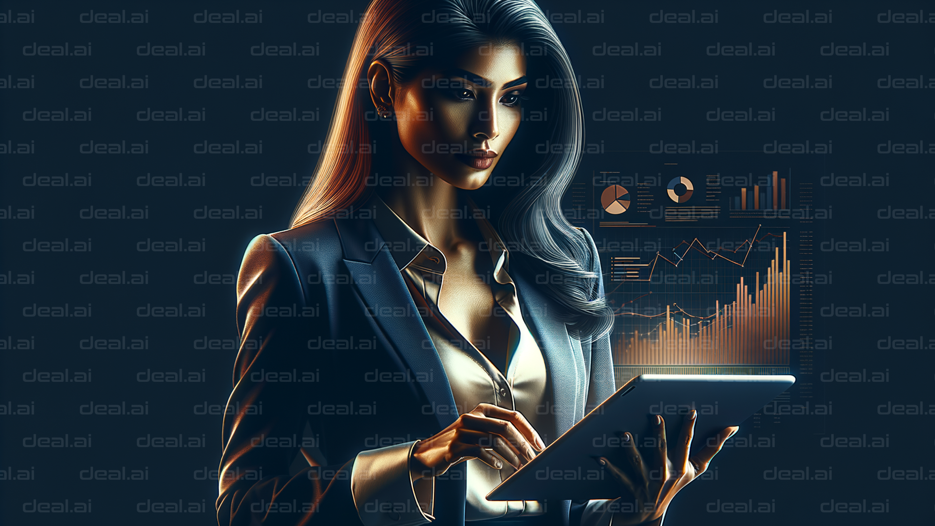"Businesswoman Analyzing Data Trends"