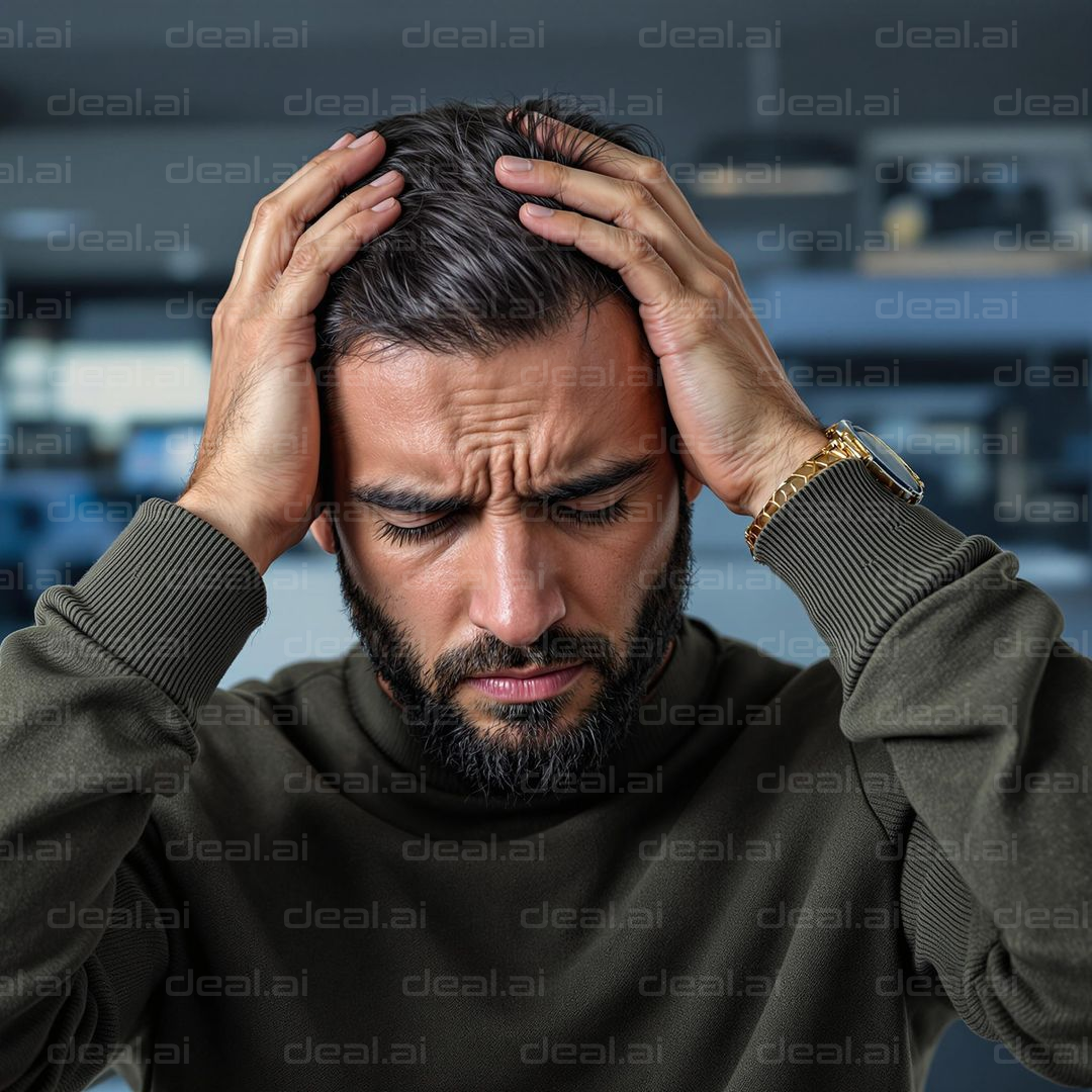 Man Feeling Stressed at Work