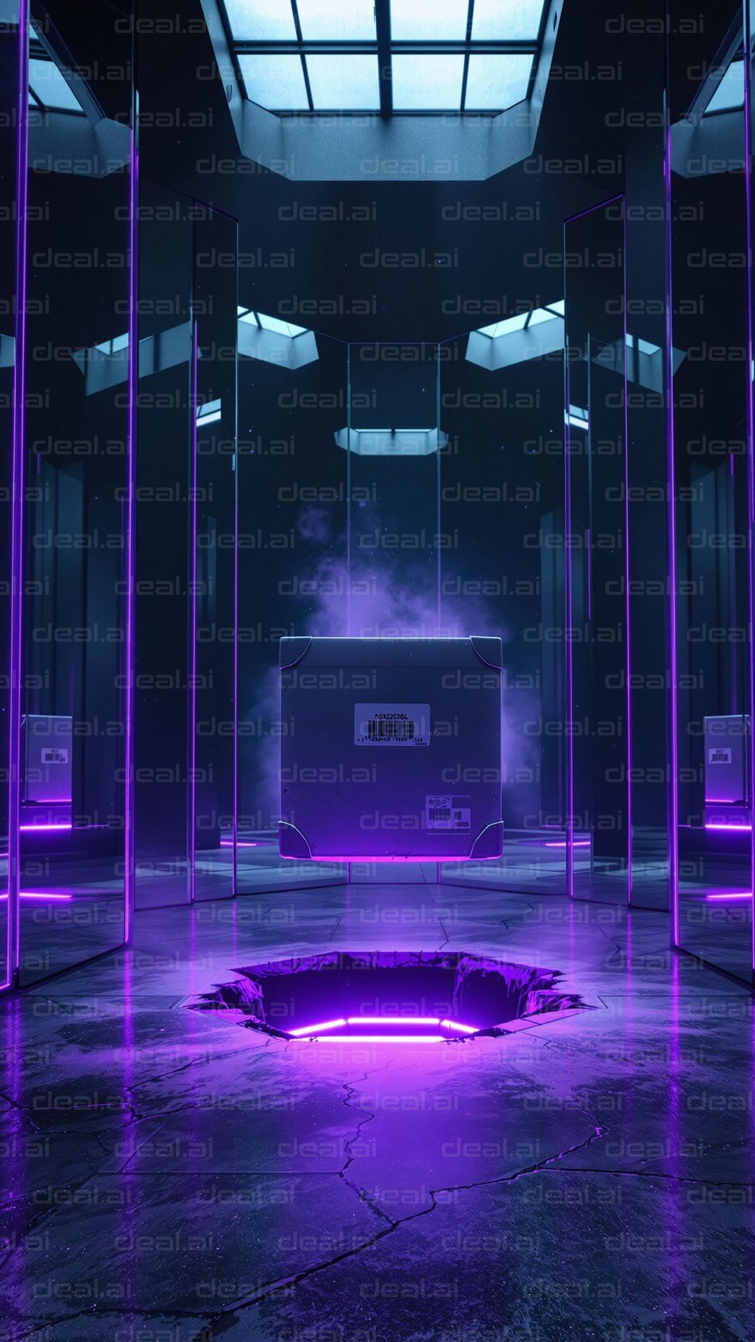 "Futuristic Neon Mirror Room"