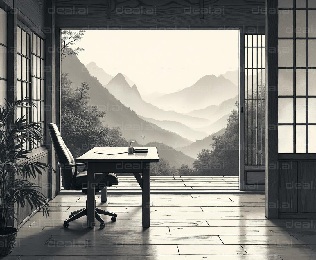 "Peaceful Office with Mountain View"