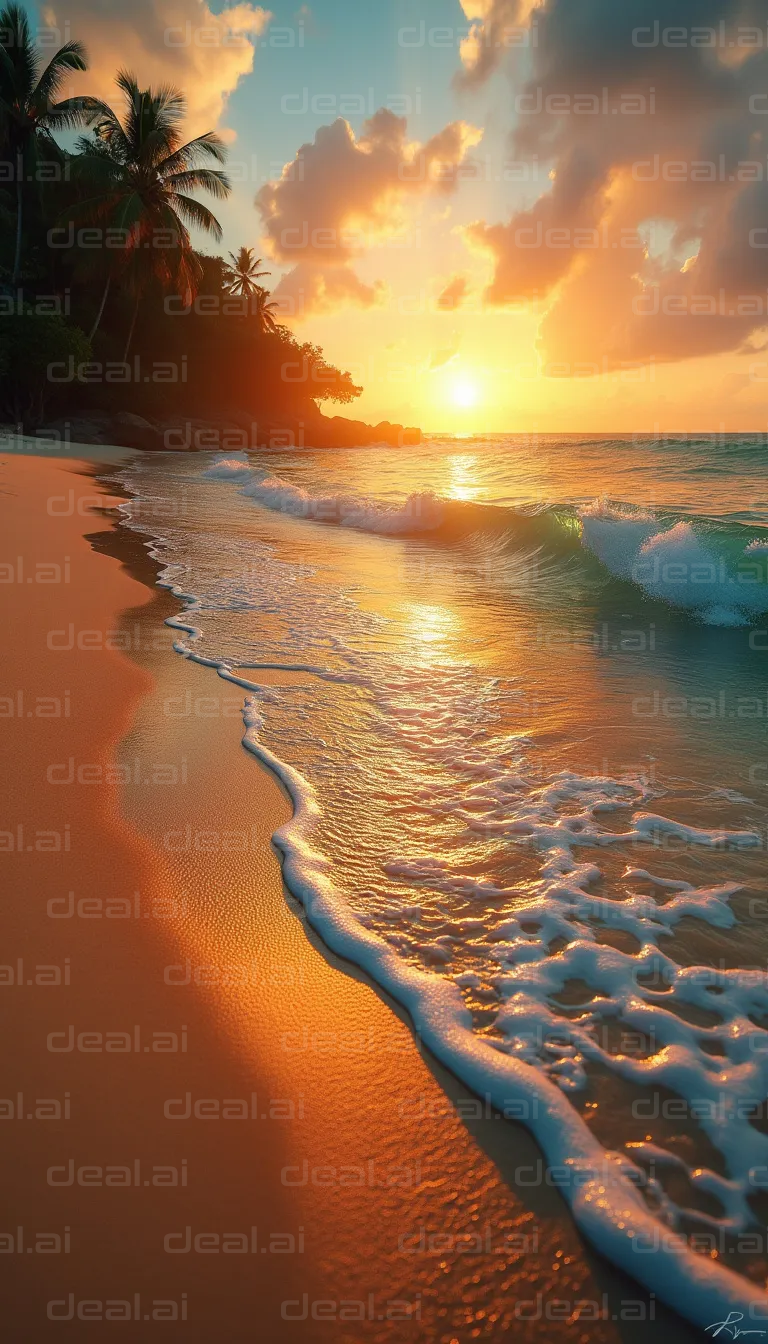 "Golden Sunset on a Tropical Beach"