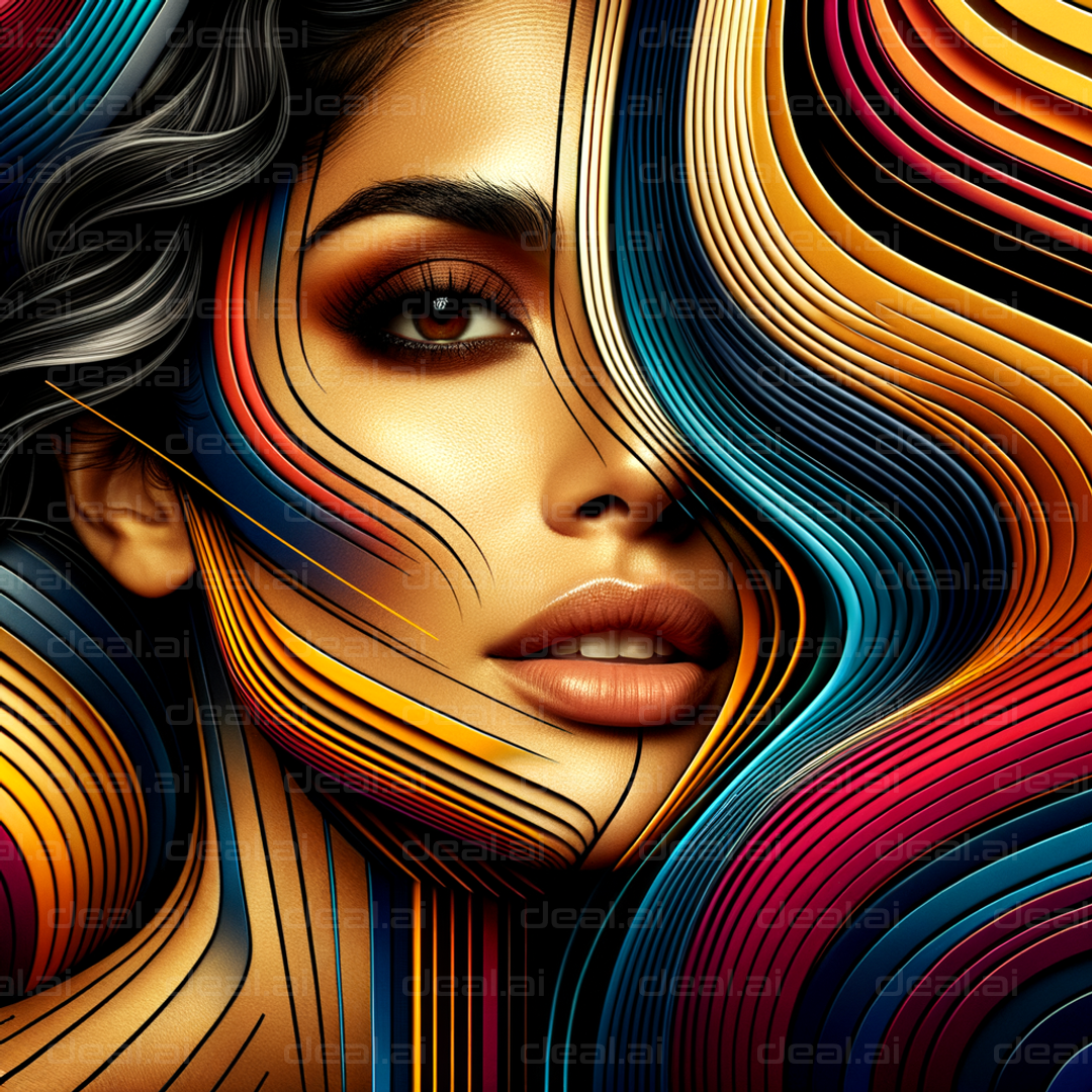 "Vibrant Lines Portrait Art"