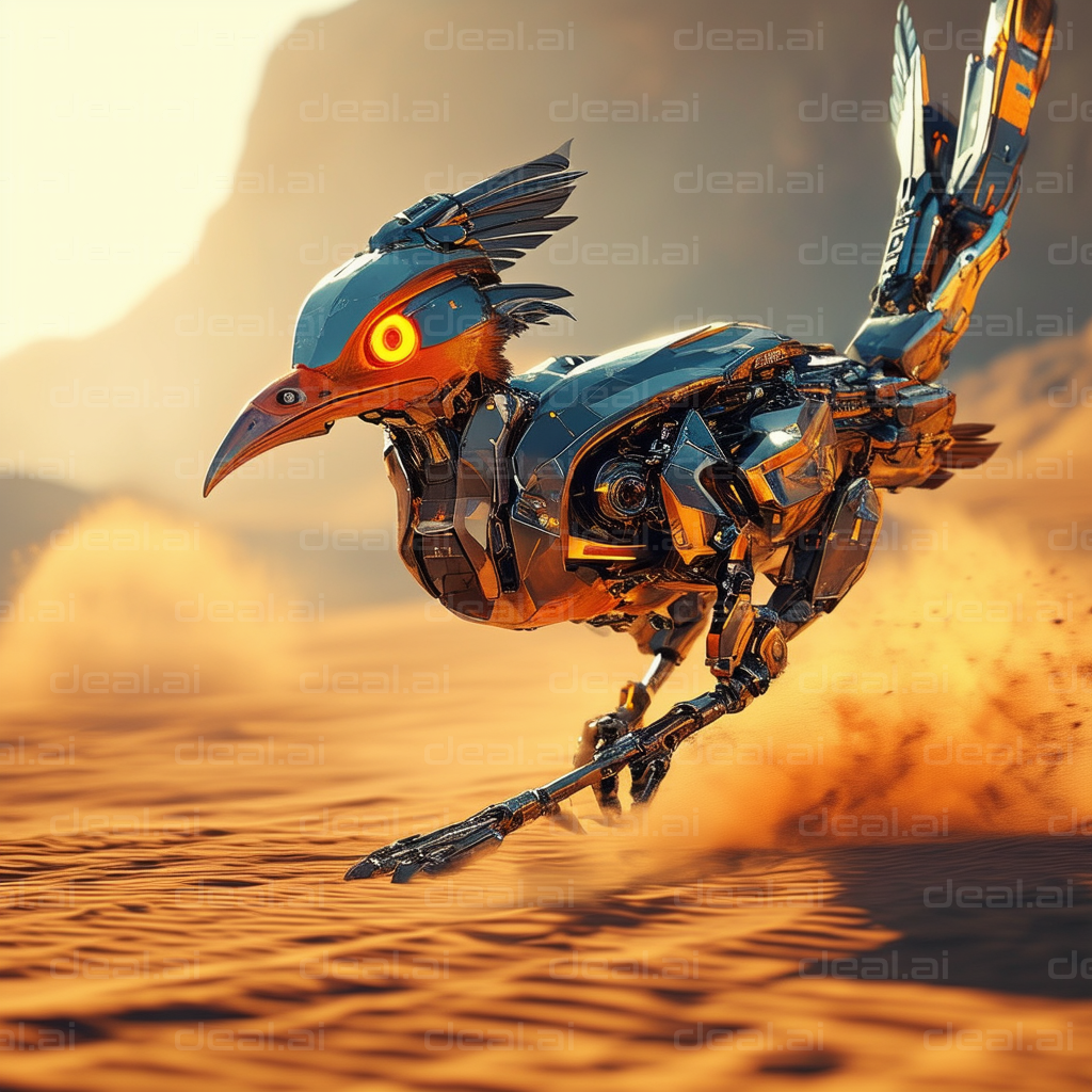 Robot Bird in Desert Speeding