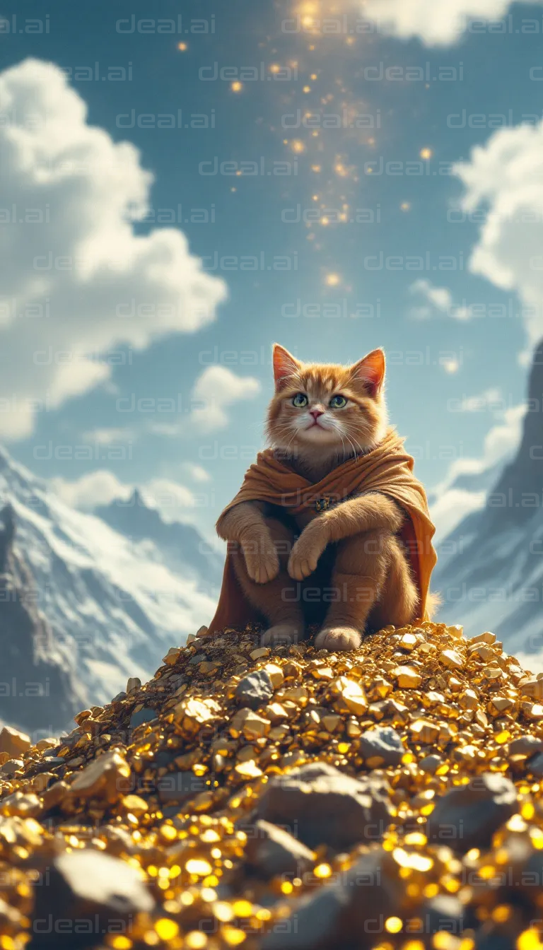Cat King on a Throne of Gold