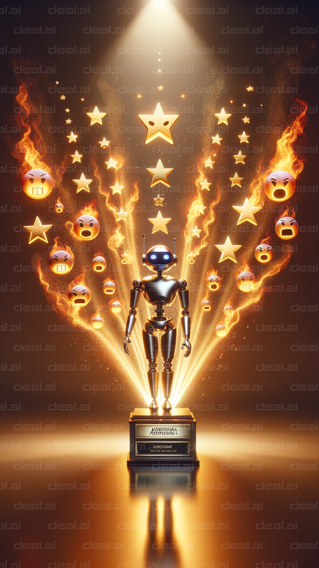 "Robot Award Explosion of Emojis"