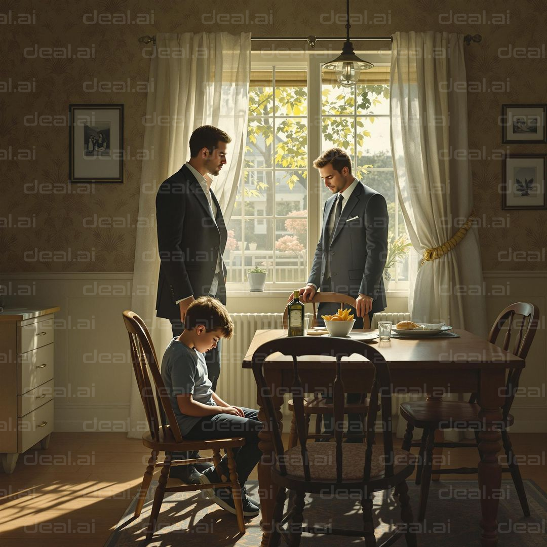 "Formal Gathering in Sunlit Dining Room"