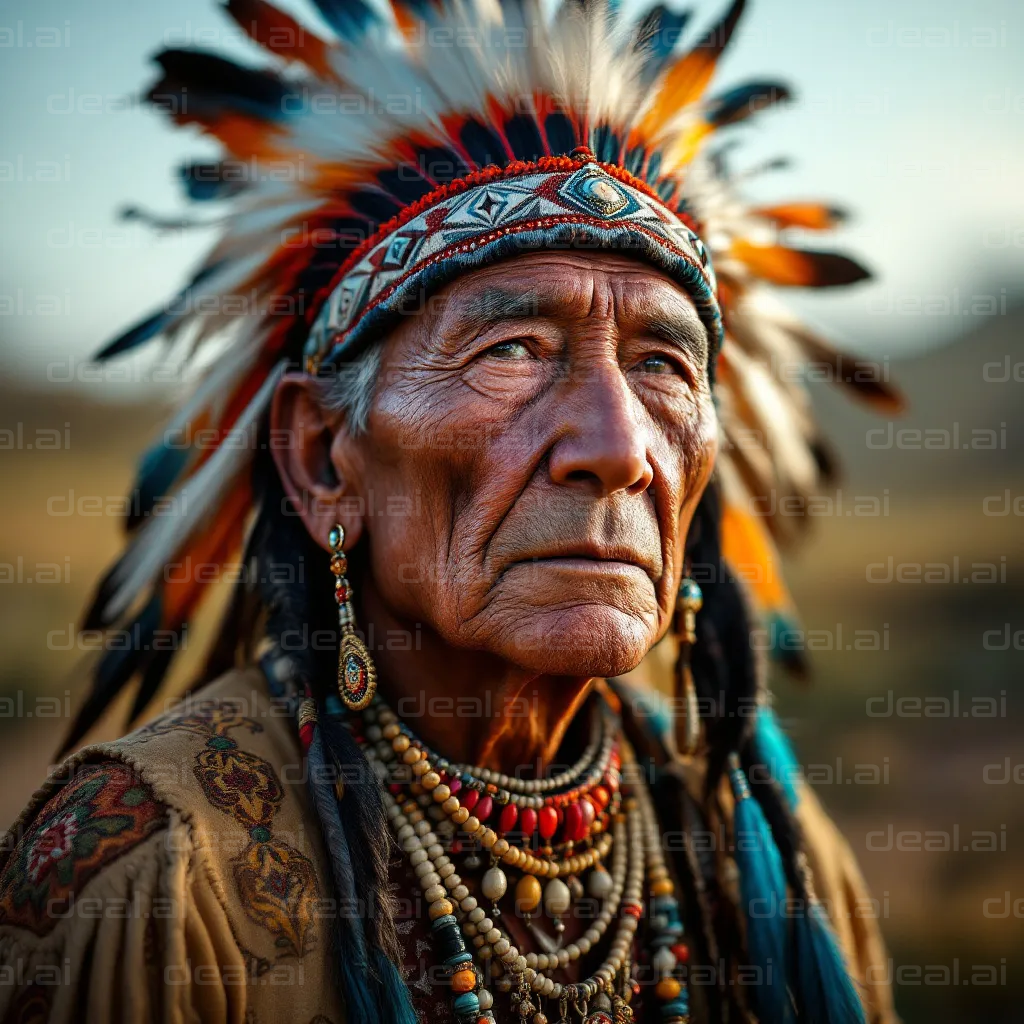 "Elder in Traditional Headdress"
