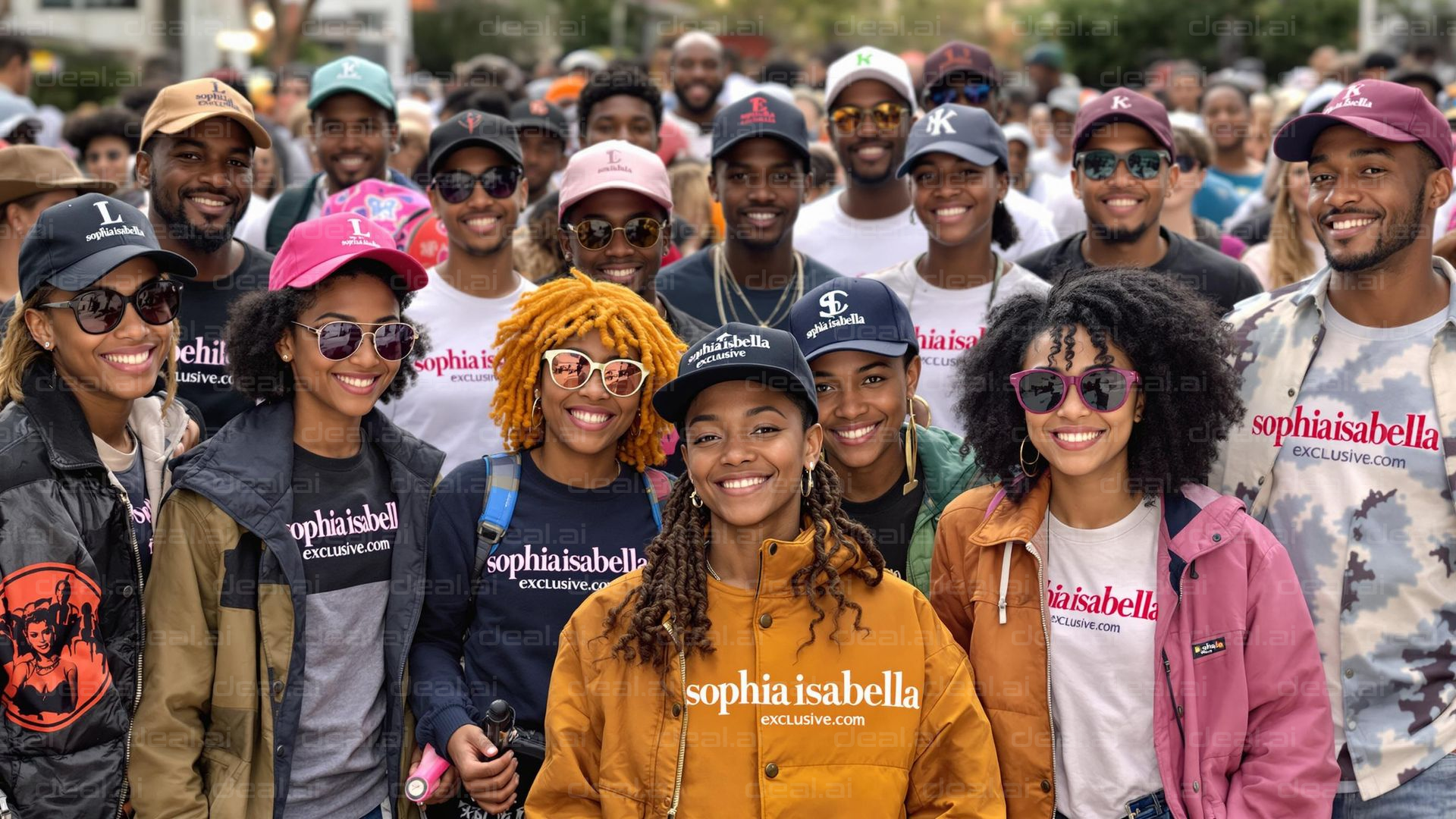 Smiling Group in Colorful Caps