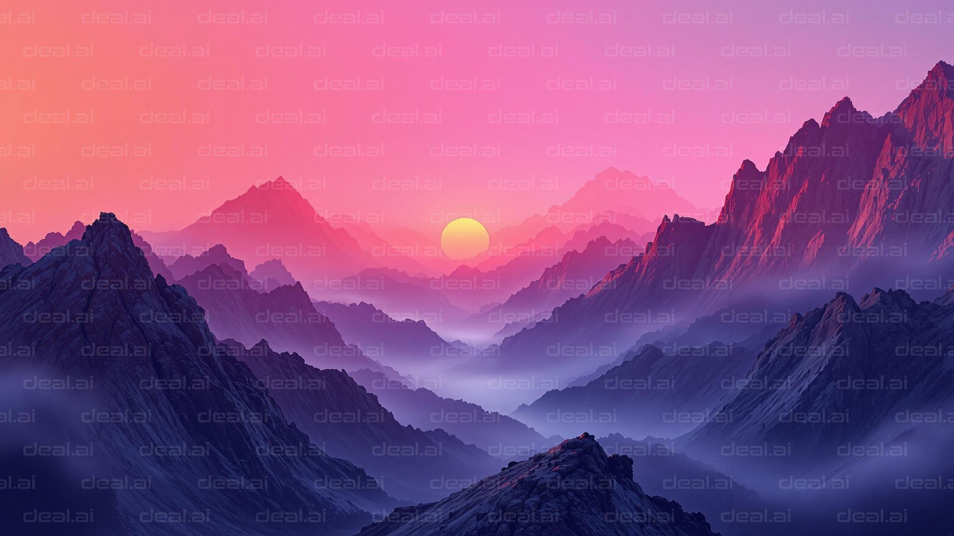 Mystical Sunrise Over Mountains