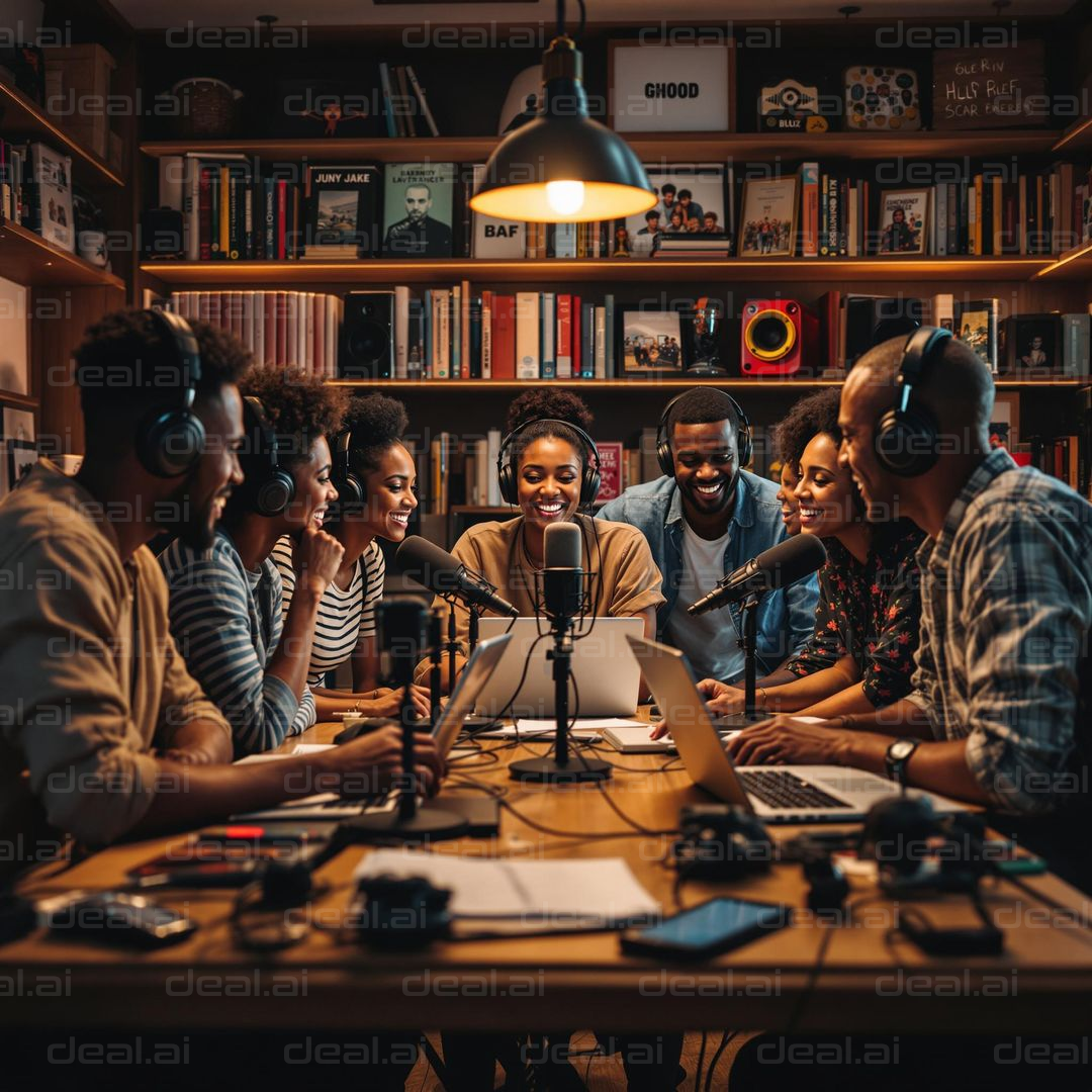 Podcast Team in Creative Discussion