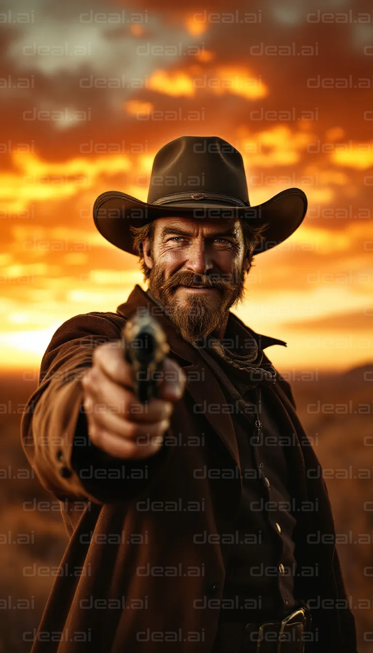 "Sunset Showdown: Cowboy's Challenge"