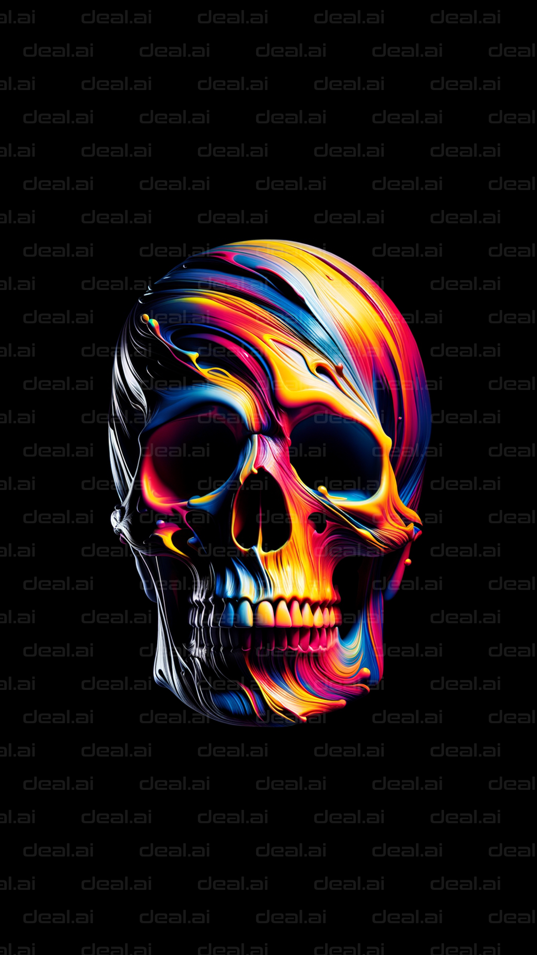 "Vibrant Skull Art on Black"