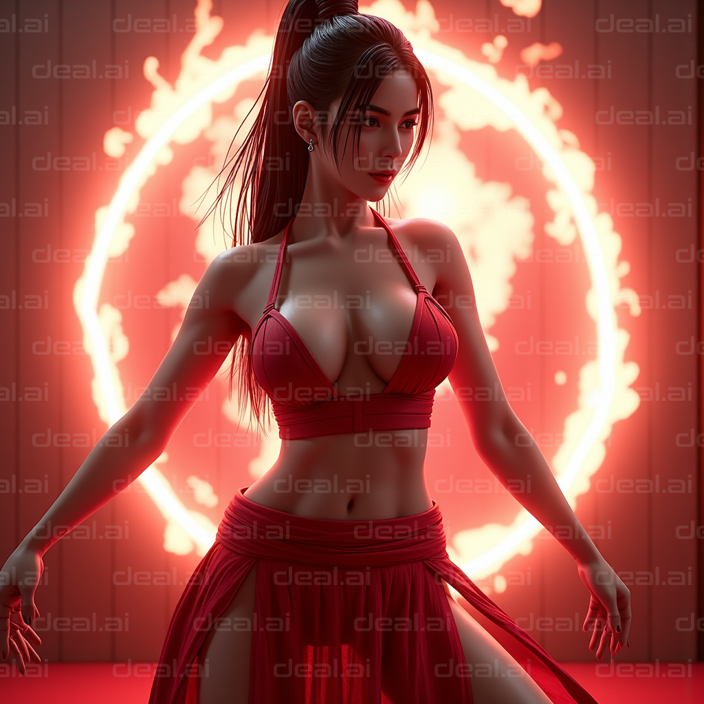 Warrior in Fiery Red Aura