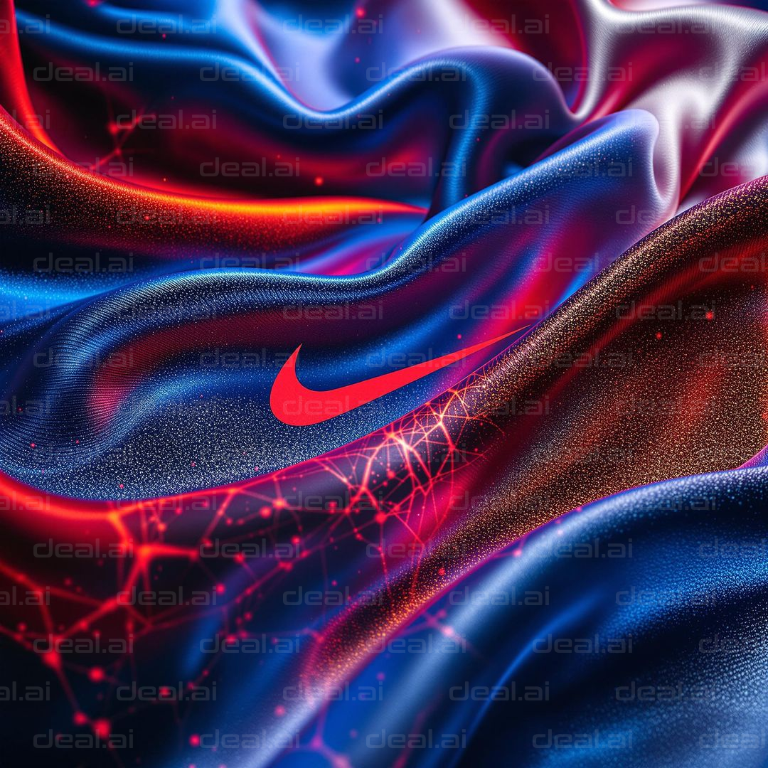 Nike Swirl: Red and Blue Fabric Design