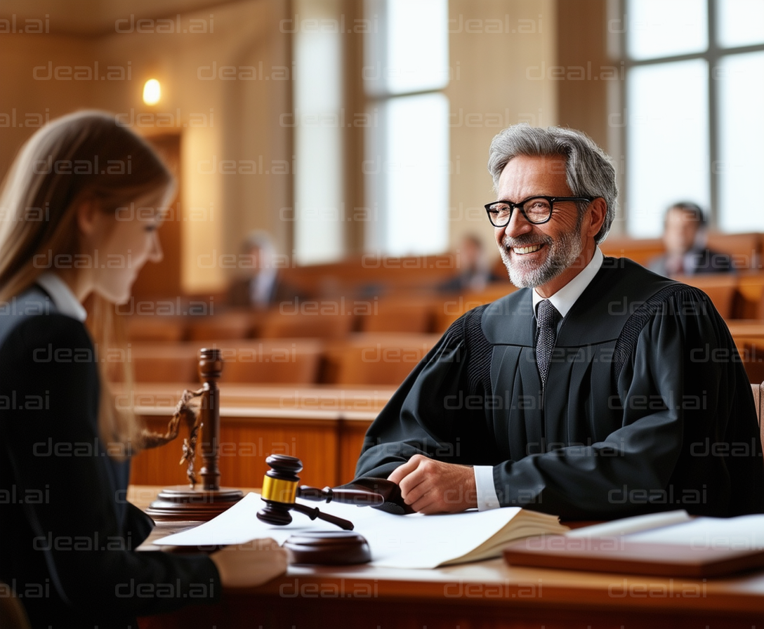 Judge and Attorney in Courtroom Discussion