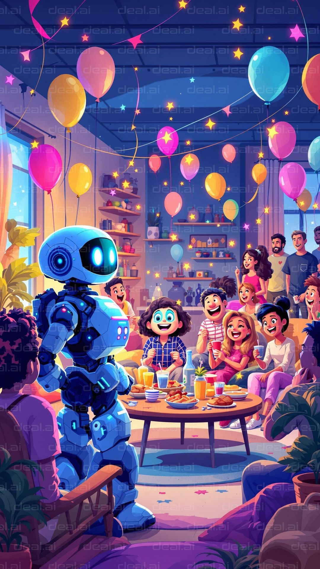 Robot Joins the Party Celebration