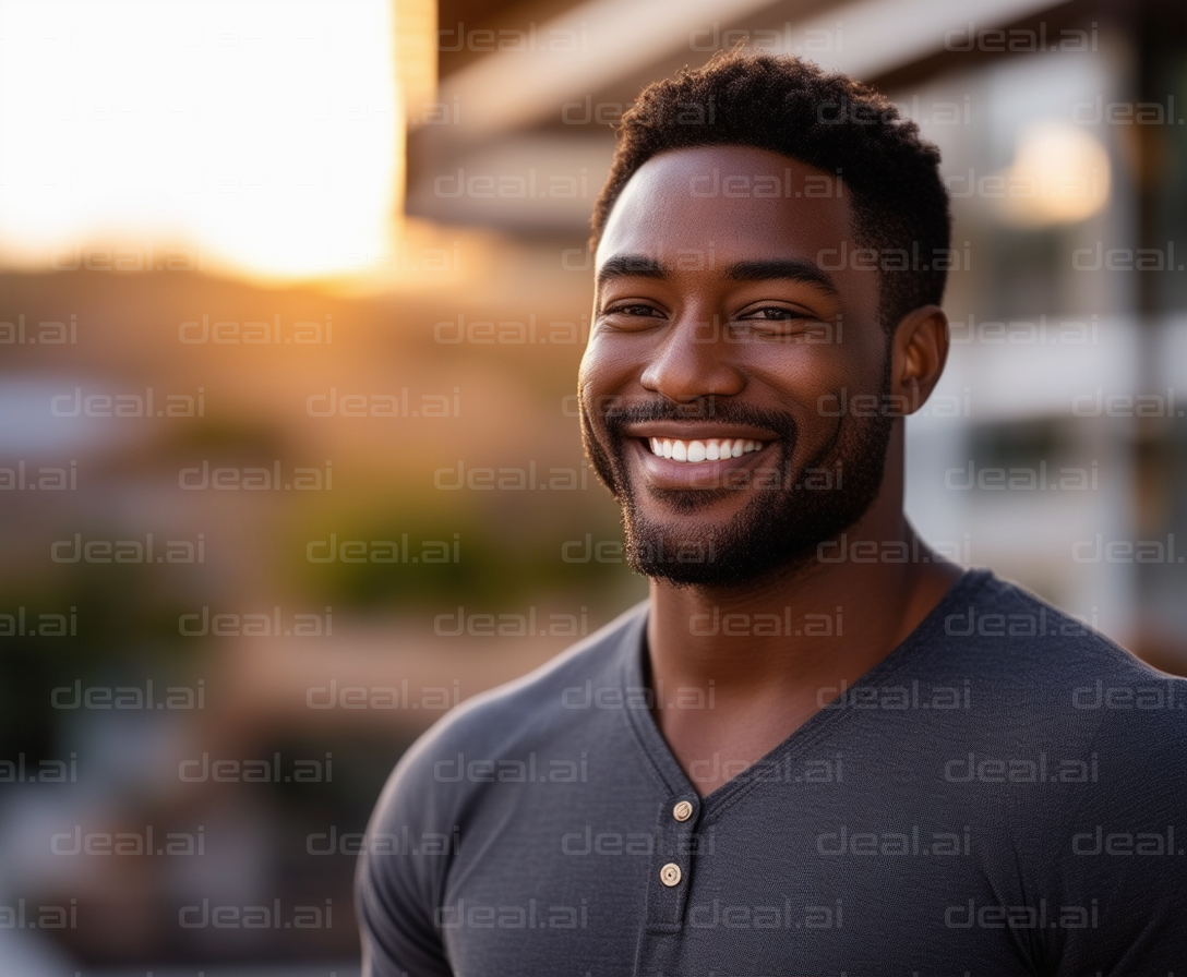 Man Smiling at Sunset