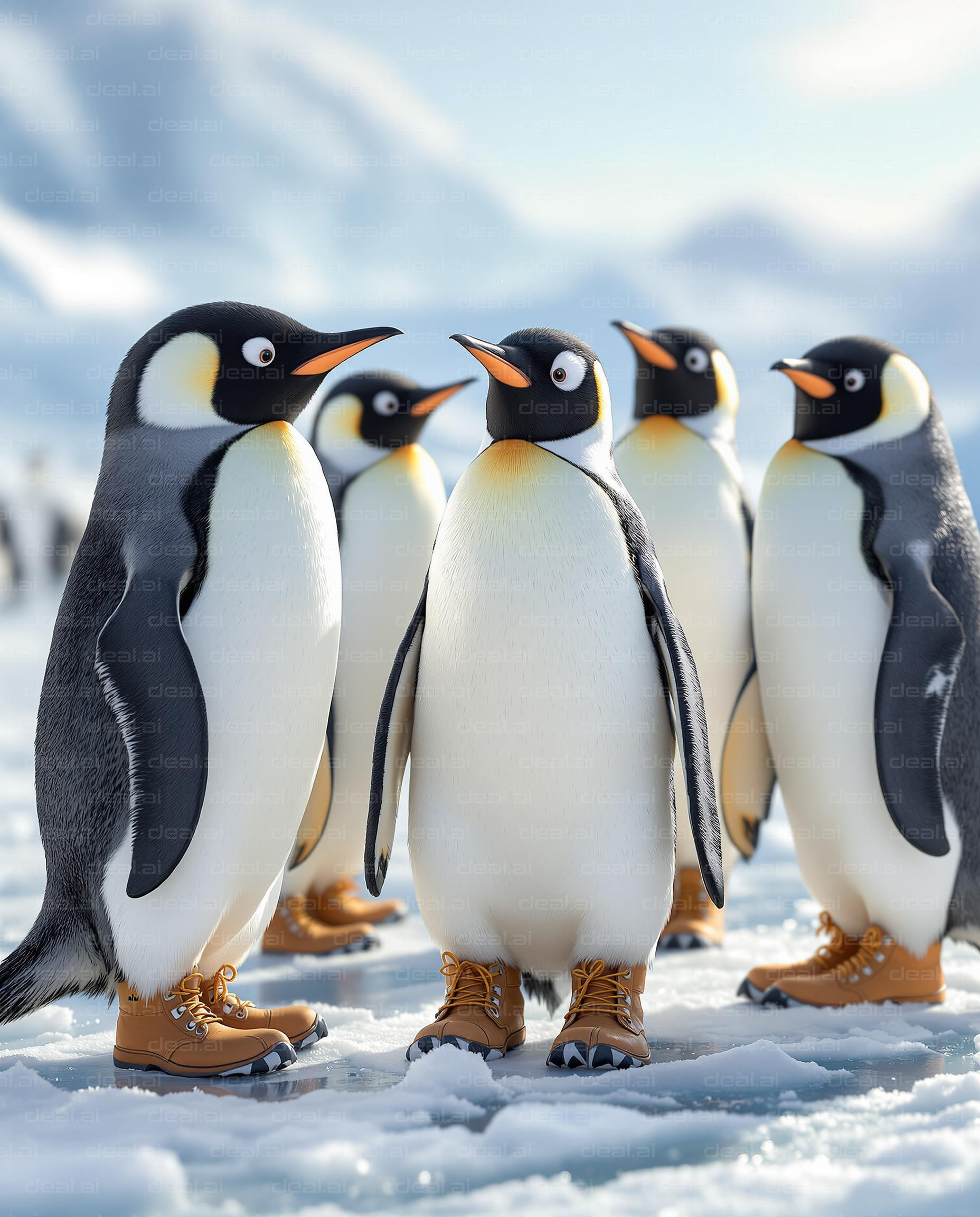 Penguins in Boots on Ice