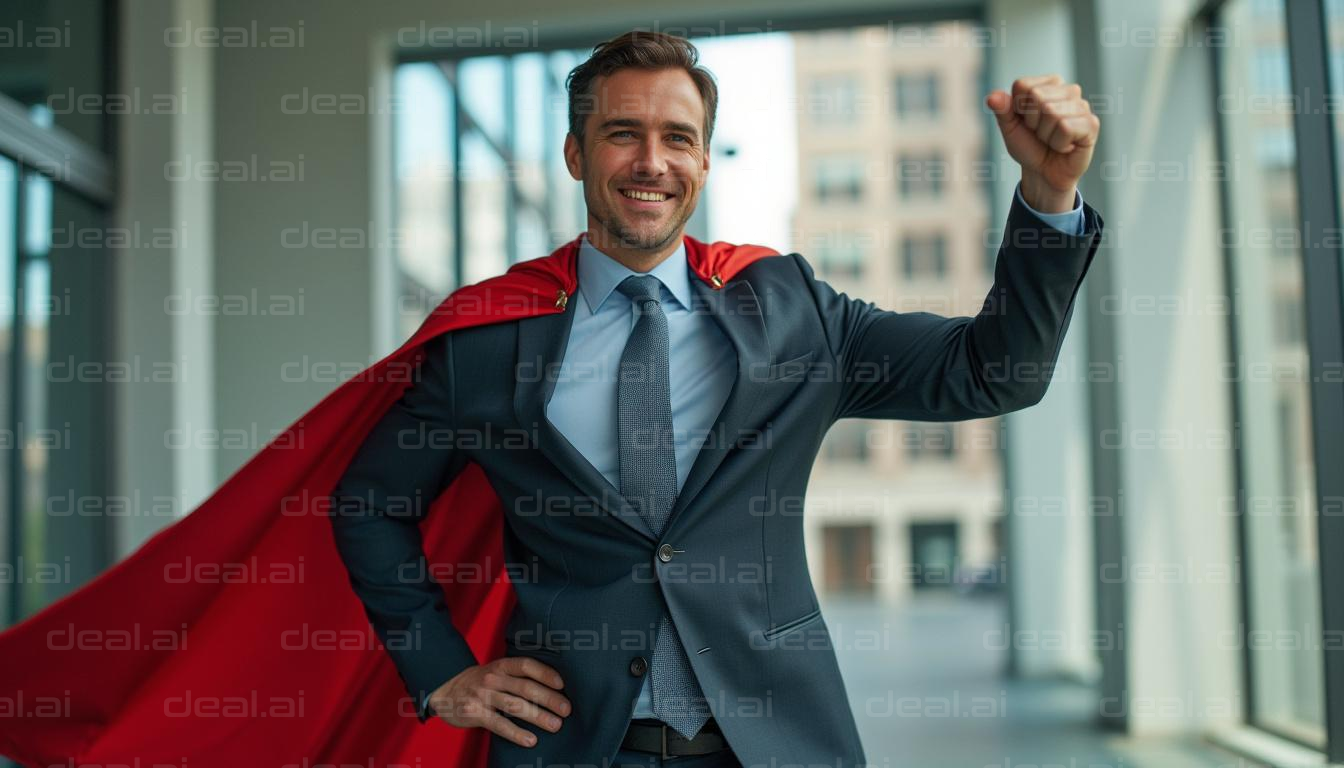Business Hero in Red Cape