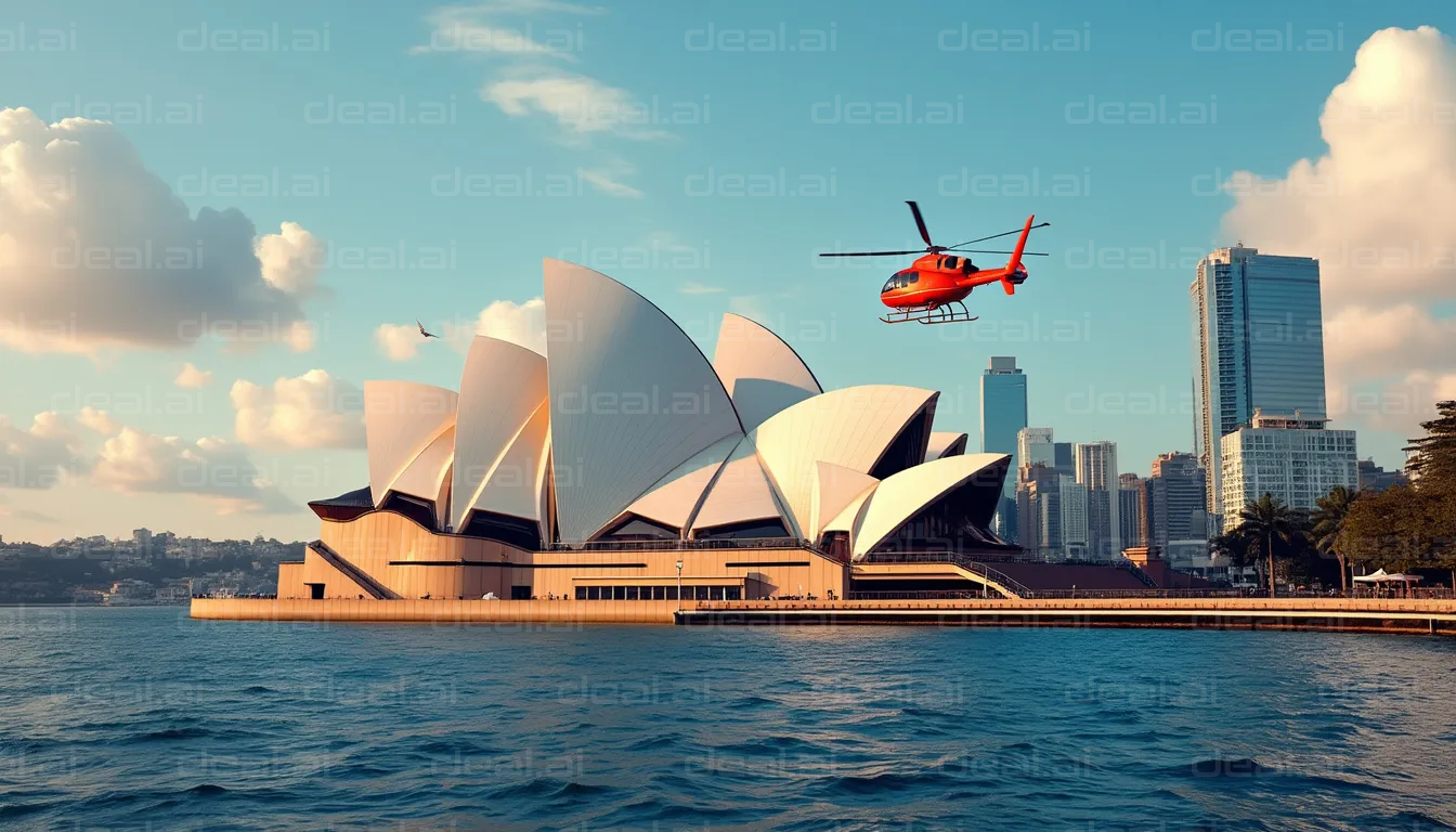 Sydney Opera House with Helicopter