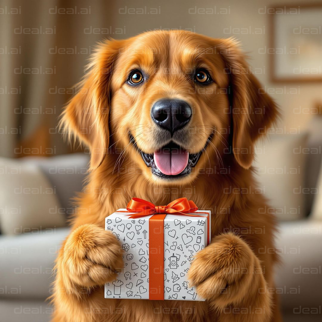 Golden Retriever's Gift Surprise