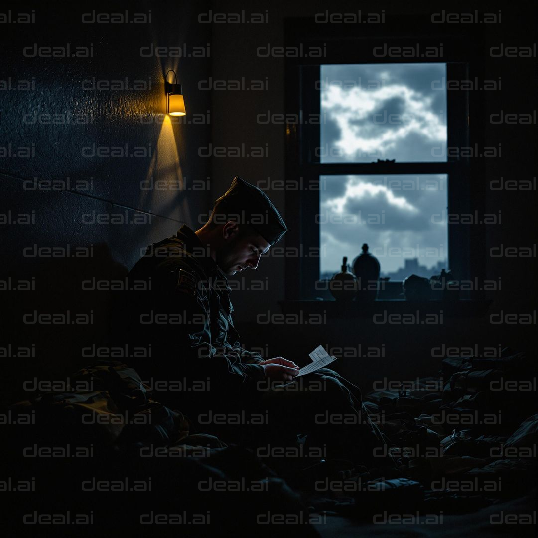 "Soldier's Reflection by Window Light"