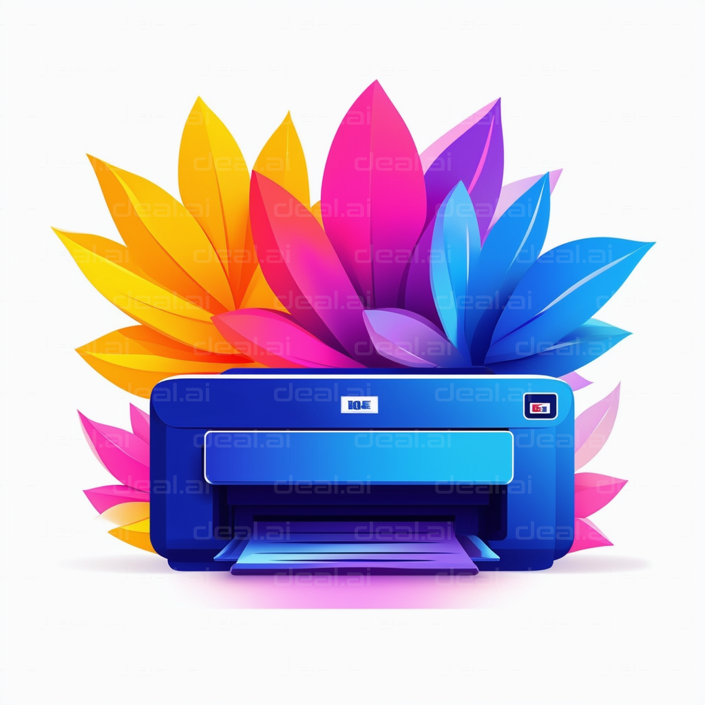 "Colorful Printer with Vibrant Flowers"