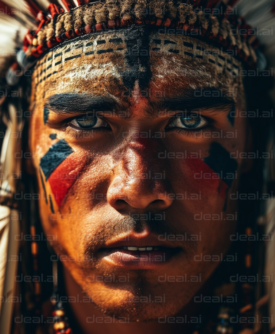 Warrior with Traditional Face Paint