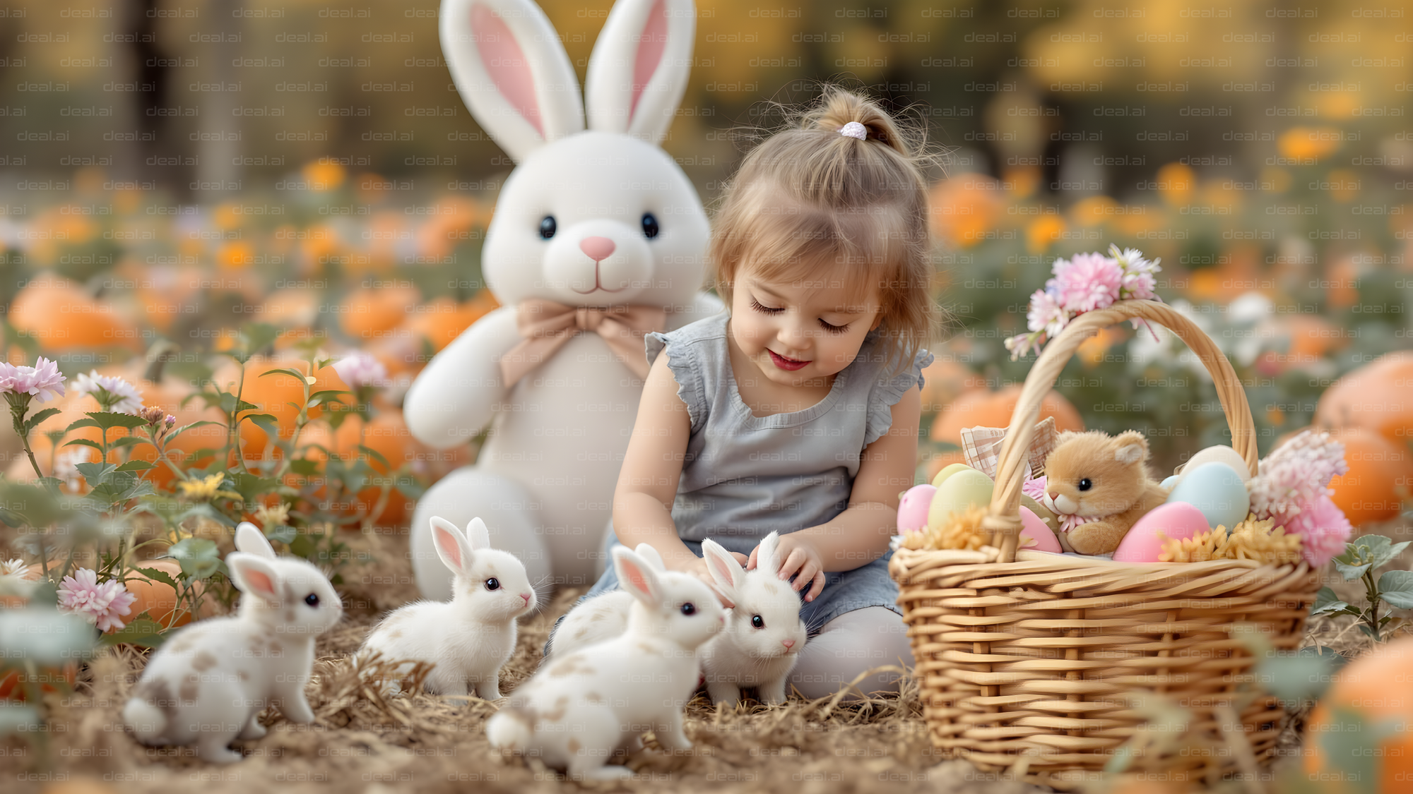 Little Girl's Bunny Adventure