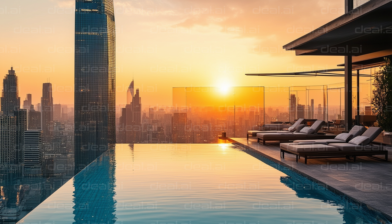 Skyline Sunset from Rooftop Pool