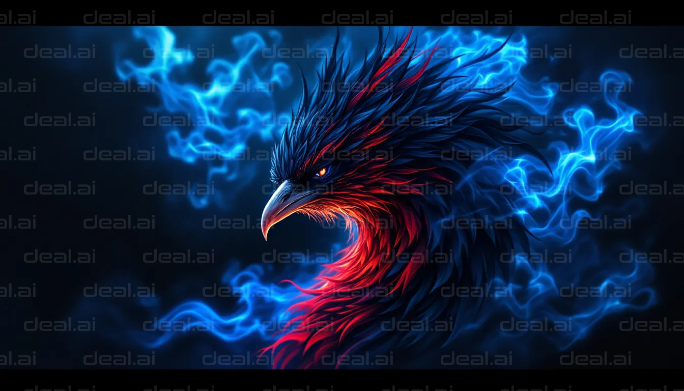 Fiery Phoenix in Blue Flames